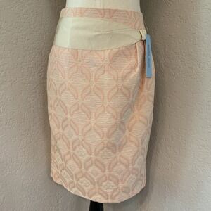 NWT Antonio Melani Doris Pencil Skirt Blush Pink Ivory Size 2 Zip Closure